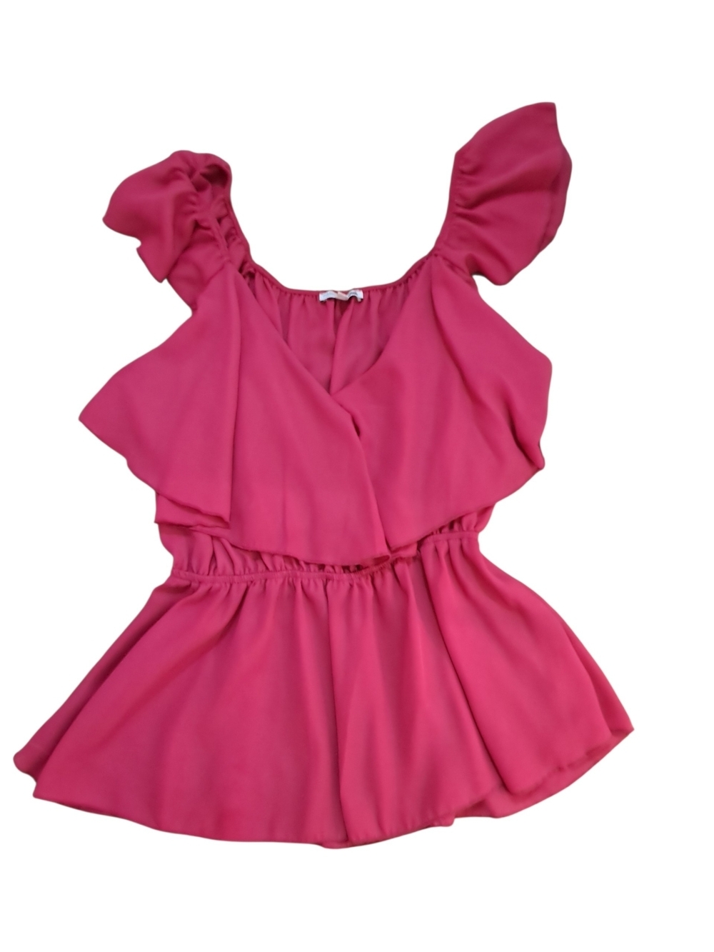 Fashion Nova Fuchsia Flutter Sleeve Peplum Top